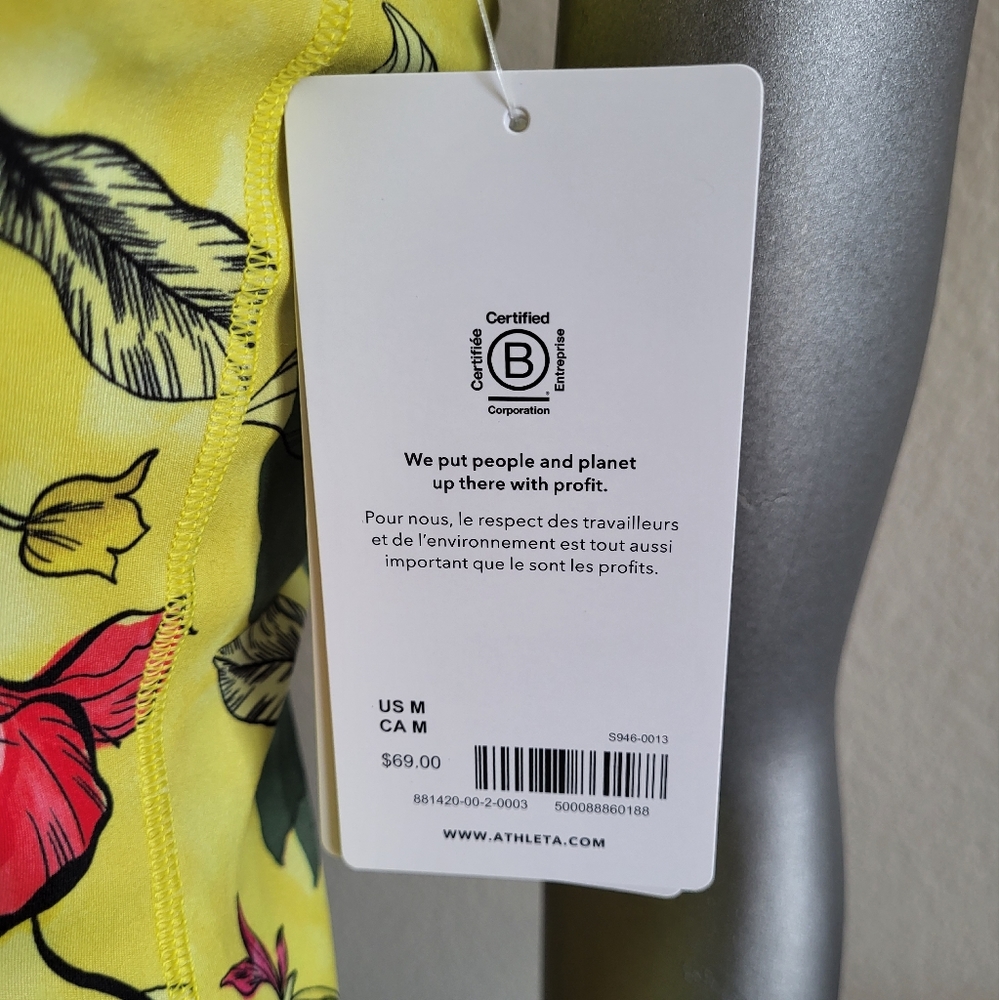 2. NWT Athleta yellow floral workout top/bra Size Med. - Picture 3 of 5